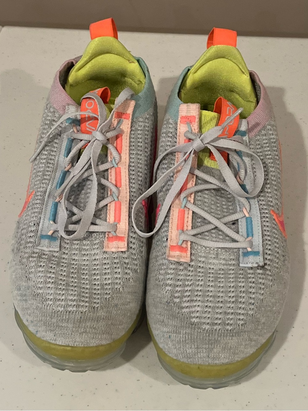 Nike Air Vapormax 2021 Flyknit Grey Volt Neon Crimson Shoe DH4088-002